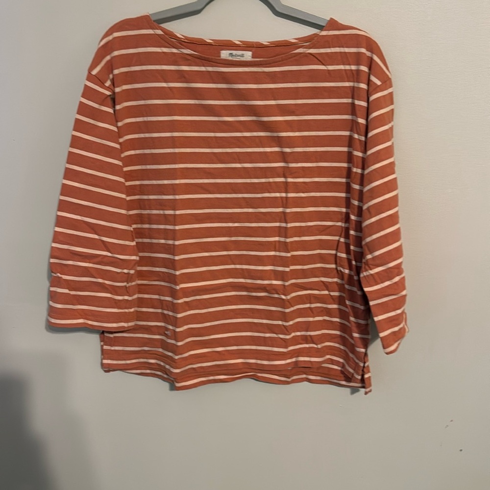 Boxy stripes boat neck tee